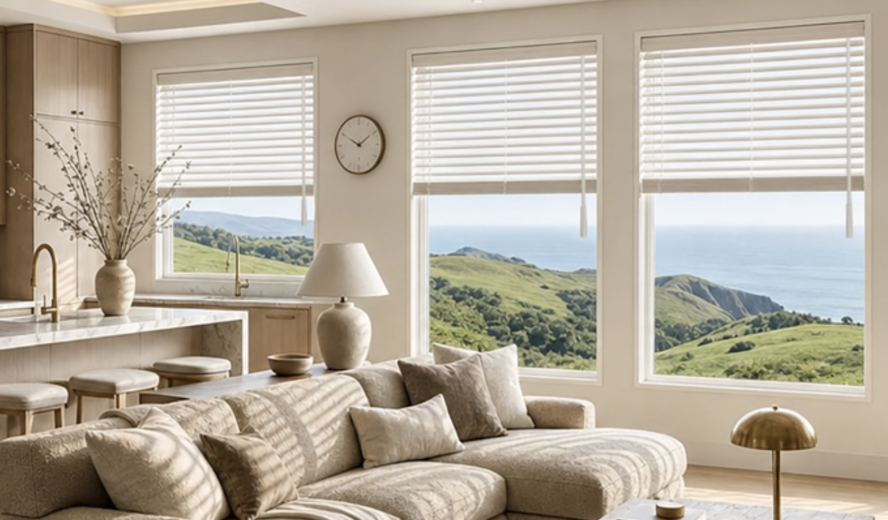 White Faux Wood Blinds